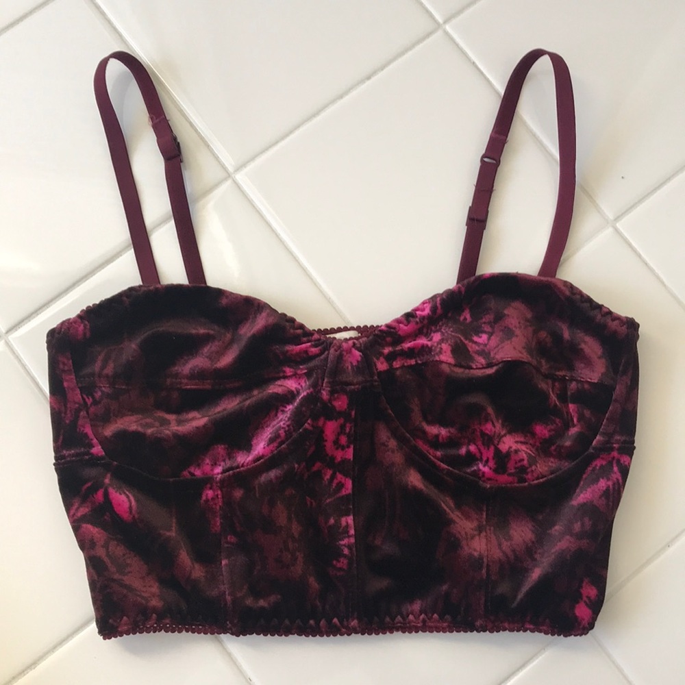 Velvet Burgundy Bustier Top